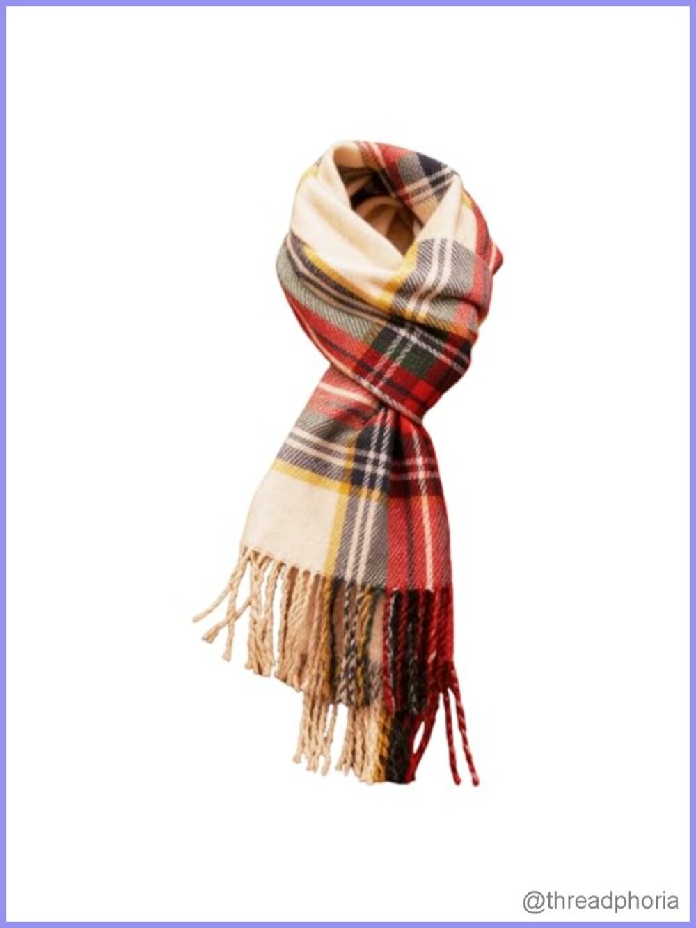 Cashmere Feel Acrylic Plaid Scarf with Tassels, Large Winter Wrap